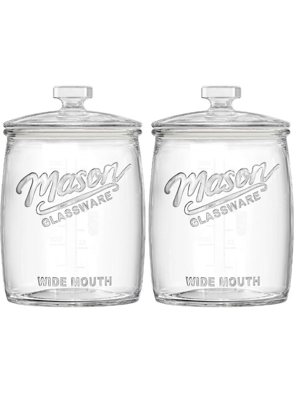 Airtight 1 Gallon Glass Cookie Jars - Set of 2 for Flour, Sugar & Baking